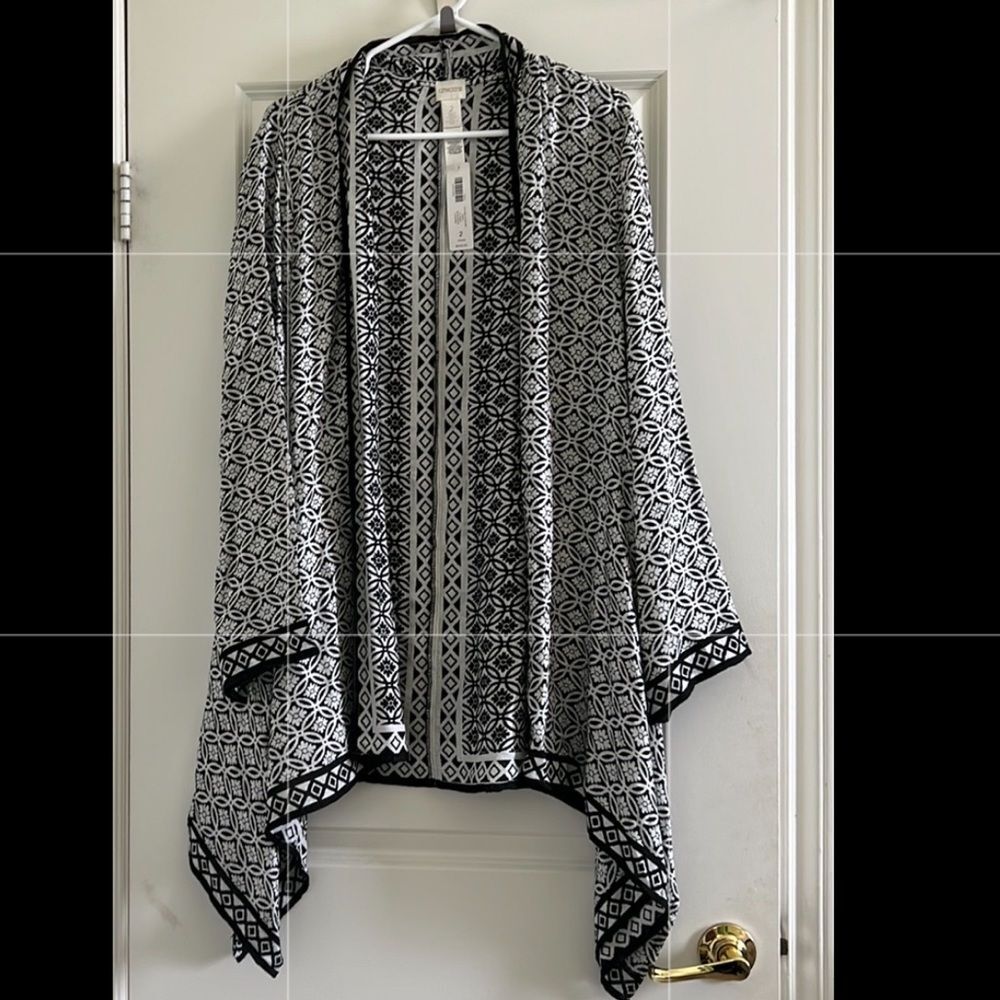 Chico jacquard open cardigan NWT